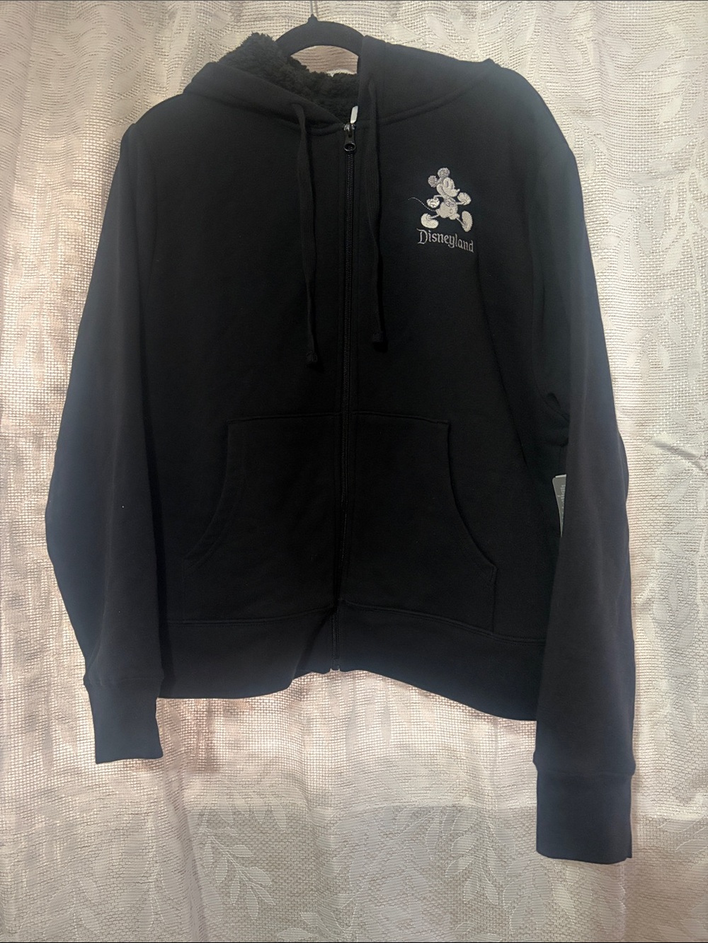 Disney Black Hoodie with Silver Embroidered Mickey